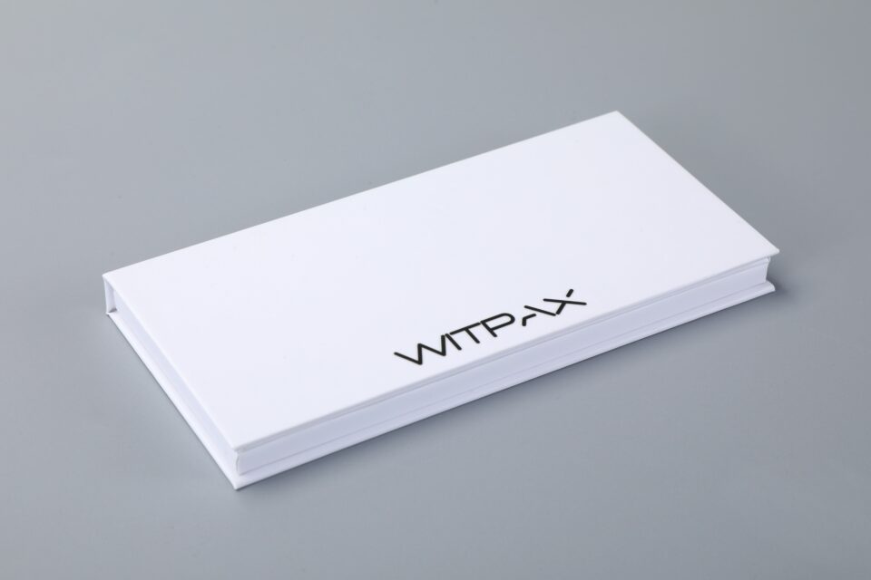 Flat book-style box with insert