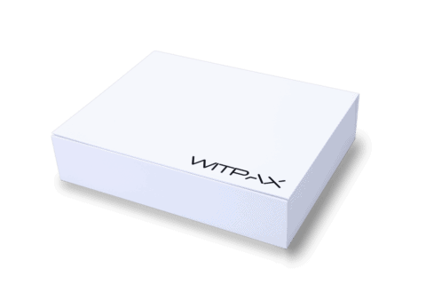 Foldable magnetic box with "WITPAX" printed on the corner.