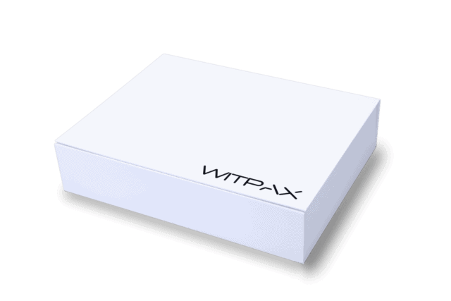 Foldable magnetic box with "WITPAX" printed on the corner.
