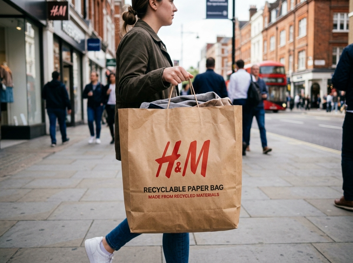 Recyclable paper shopping bag with H&M branding