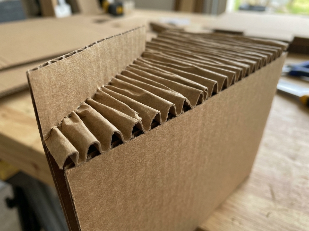 Single face corrugated cardboard showing one fluted layer attached to a single flat linerboard.