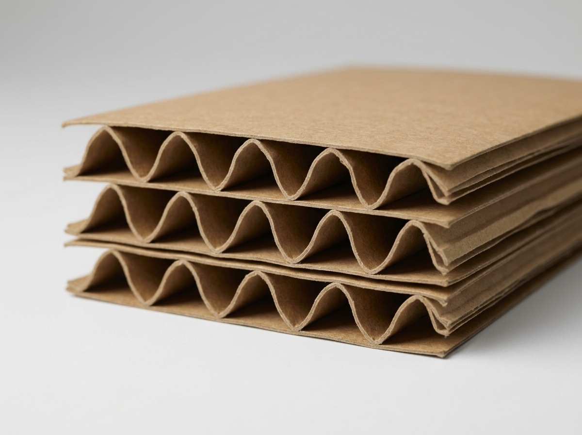 triple-wall corrugated board with three fluted layers and four linerboards